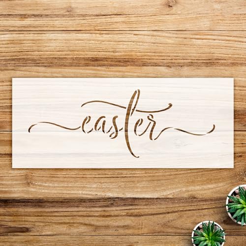Easter Cursive Script Stencil for Wood and Wall Art, DIY Christian Spring Home Decor, Rustic Word Art Template for Craft Projects - Size A2 (23.4