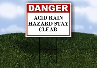 Acid Rain Hazard Stay Clear Danger 1 Double Sided 18x24 in Yard Road Sign w/stand
