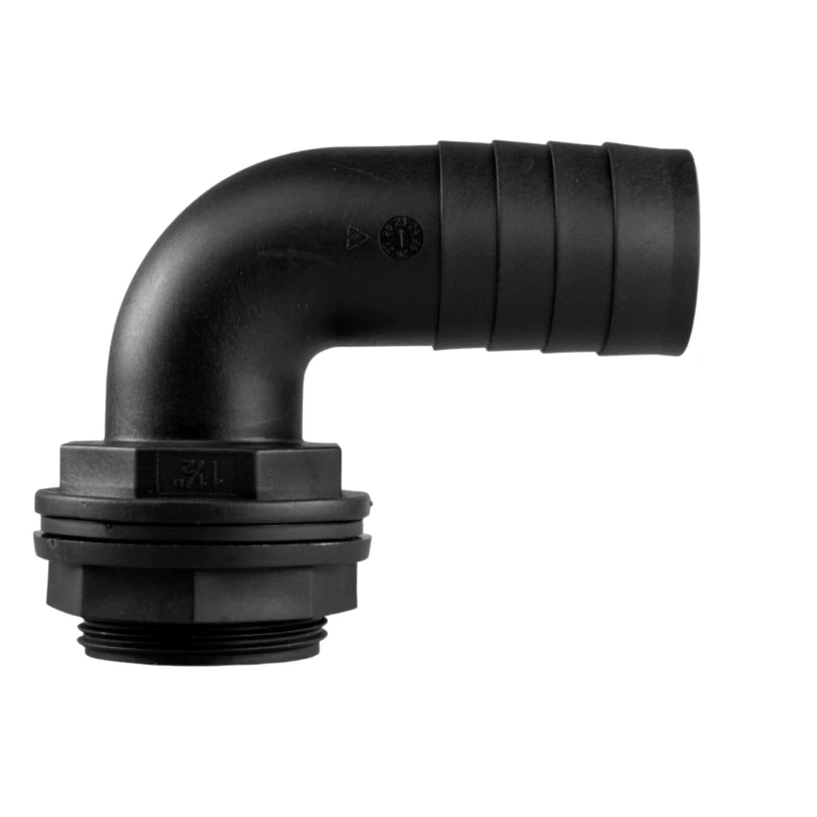 Soladirect Universal Water Butt Connector Adapter - Tank Connector 90 Degree With Washer & Nut 1.5" Bspm To 1.5" Barb - For Water Tanks, Barrels, Rainwater Harvesting - Leak Proof Garden Hose Fitting