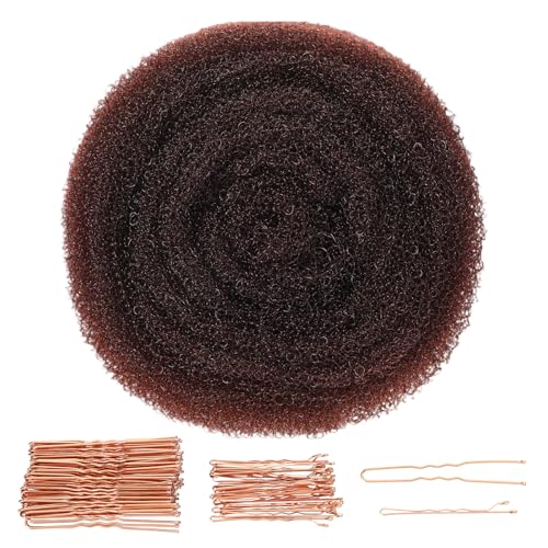 LXUEJIE Hairs Sponge for Updo & Volumes Bump Tool Volume Bumps Insert Hair Filler for Thin Hairs Hair Bumps for Volume Insert Tousle Sponge with 70 Bobby Pins Salon Must-Have (Light Coffee Color)