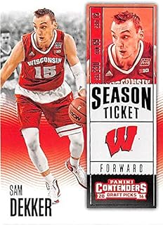 Sam Dekker basketball card (Wisconsin Badgers) 2016 Contenders Draft Picks #85