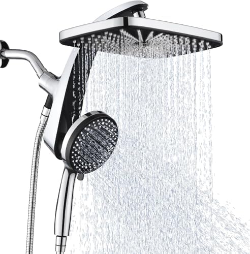 BOZYBO Rain Shower Head with Handheld: High Pressure Shower Heads with Handheld Spray Combo, 12" Rainfall Shower Head and 9 Sprays Hand Showerheads with Magnetic Docking and Power Jets, Chrome - View 3