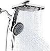 High Pressure Rain Shower Head: Upgrade Shower Heads with Handheld Spray Combo with Fixed Showerhead and 10 Sprays Handheld Shower Head, Detachable Shower head Built-in Magnetic Docking and Power Jets