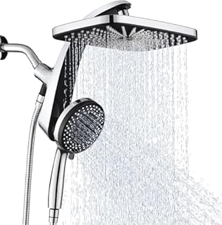 High Pressure Rain Shower Head: Upgrade Shower Heads with Handheld Spray Combo with Fixed Showerhead and 10 Sprays Handheld Shower Head, Detachable Shower head Built-in Magnetic Docking and Power Jets