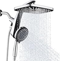 High Pressure Rain Shower Head: Upgrade Shower Heads with Handheld Spray Combo with Fixed Showerhead and 10 Sprays Handheld Shower Head, Detachable Shower head Built-in Magnetic Docking and Power Jets