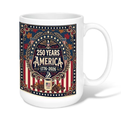 Image of Eagle Ceramic Coffee Mug, Patriotic Vintage Maple Leaf Coffee Cup Celebration Red Novelty Work Drinking Mugs with Handle Ideal for Friendship Family Colleague Teachers Sweetheart Staff 15 Oz