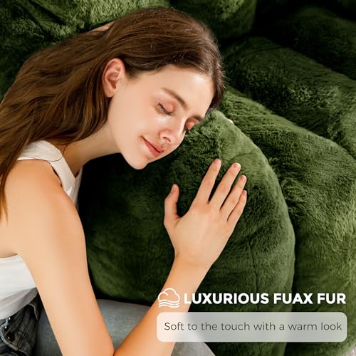 Image of MAXYOYO Bean Bag Chair, Cloud Shaped Bean Bag Sofa for Adults, Soft Stuffed Lazy Floor Sofa with Supportive Filling, Comfy Single Couch for Living Room, Bedroom, Apartment, Green