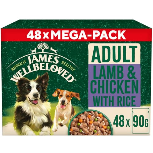 James Wellbeloved Adult Dog Food with Lamb in Gravy Pouch 48 x 90 g