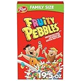 Post Fruity PEBBLES Cereal, Fruity Kids Cereal, Gluten Free Rice Cereal for Kids, 19.5 OZ Family Size Cereal Box