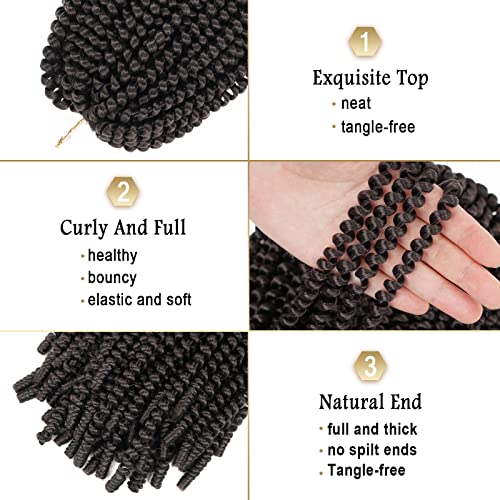 Beyond Beauty Spring Twist Crochet Hair 90strands 8 Inch Fluffy Spring Twists Braiding ,Spring Twist Crochet Braids Bomb Twist Crochet Hair for Black Women(#4) - Thumbnail 4