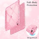 Etui do iPad Air 11 cali M4/M3/M2 (2026/2025/2024), iPad Air 5./4. generacji 10,9 cala z uchwytem na długopis, błyszczące, odporne na uderzenia z błyszczącą, przezroczystą tylną stroną etui, 8