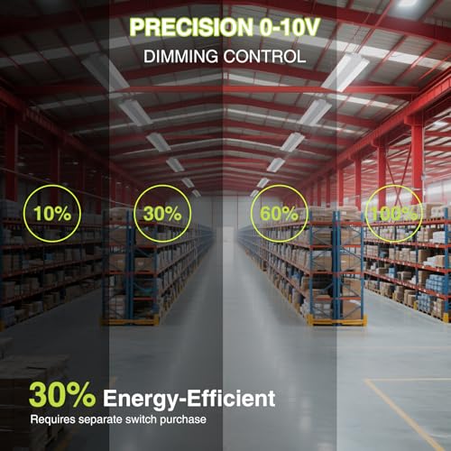 2 Pack 400W LED Linear High Bay Light 4FT, Adjustable 400W/320W/240W/100W With Motion Sensor, 60000LM, 120-277V, 0-10V, 5000K, Commercial Linear High Bay Led Shop Lights for Warehouse Workshops, UL by YXL - Image 8