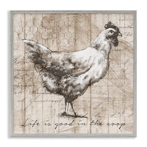 Vintage Farm Chicken Coop Text, 24 x 24 Inch Framed Giclée Print
