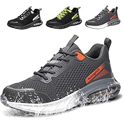Zapatos de Seguridad Hombre Mujer Impermeable Ligeras Zapatillas de Trabajo con Punta de Acero Comodo Calzado de Seguridad Transpirable Antideslizante 36-74 EU Gris EU 42