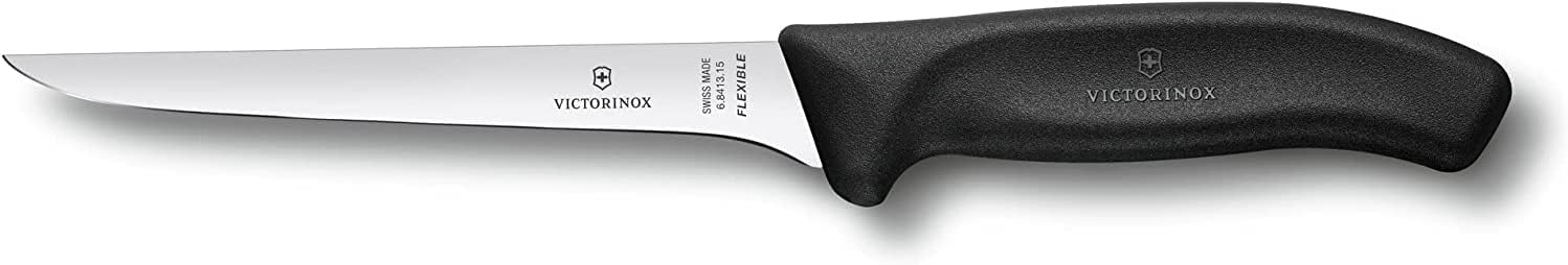 Fibrox Boning Knife Curved Edge Narrow, Stainless Steel, Black, 15 x 5 x 5 cm