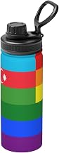 Azerbaijan Rainbow Flag Water Bottle 18OZ Leak-Proof Stainless Steel Insulated Water Bottles For Sports Travel