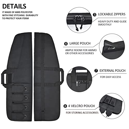 Aumtisc Soft Rifle Gun Case, Ar15 Tactical Shotgun Carrying Bag With And 5 Pouches For Hunting Shooting, Black 42“ #TOP5
