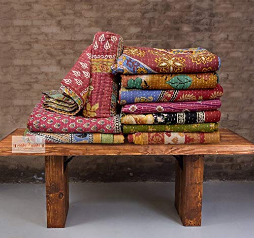 Diyana Impex Wholesale Mix Lot Tribal Kantha Quilts Vintage Cotton Bed Cover Sari Throw Old Assorted Patches Rally (1) #TOP5