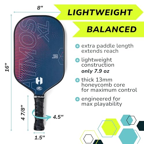 Helium Pro Carbon Fiber Pickleball Paddle Set of 2 - USAPA Certified Pickleball Paddles, High-Spin Texture, Lightweight Honeycomb Core (2 Paddles, 4 Balls, 1 Sports Bag) - Thumbnail 4