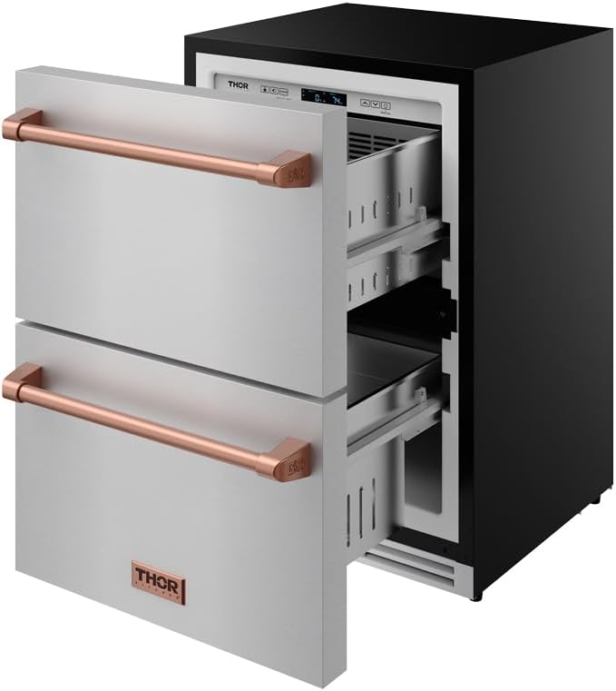24 Inch Undercounter Built-In/Freestanding Drawer Freezer – Stainless Steel/Rose Gold | Gordon Ramsay Series
