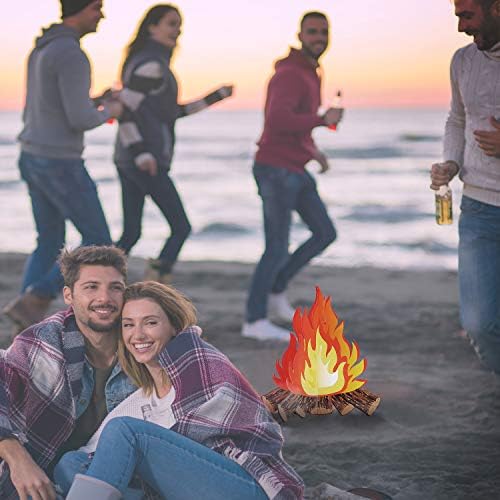 12 Inch Tall Artificial Fire Fake Flame Paper 3D Decorative Cardboard Campfire Centerpiece Flame Torch for Campfire Party Decorations (3 Set Style A)