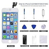 Coobetter Full Assembly Replacement Screen for iPhone 6 LCD Display Touch Screen Digitizer with Front Camera + Ear Speaker + Facing Proximity Sensor + Repair Tools (White)