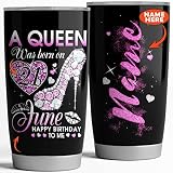 A Queen Was Born On Personalized Tumbler for Women, Custom Name, Month, Date of Birth, Birthday Gift