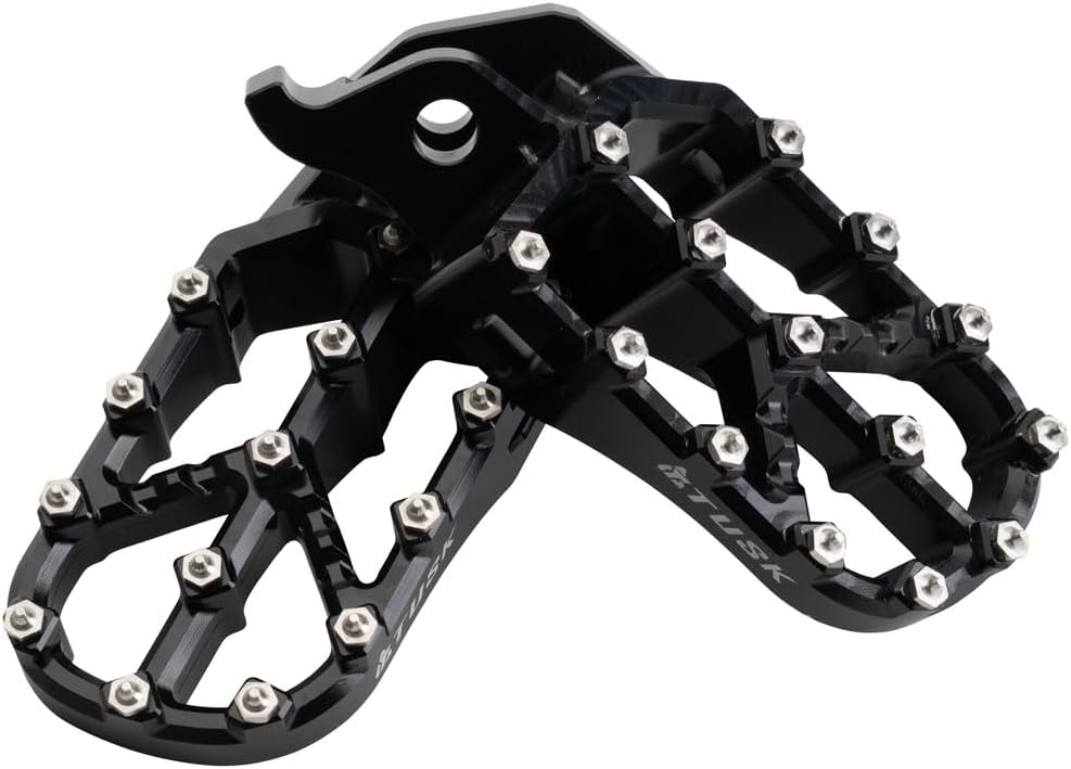 Tusk Strike Billet Moto Foot Pegs Compatible with Yamaha YZ 450F / WR 450F 2003-2022 (Black)