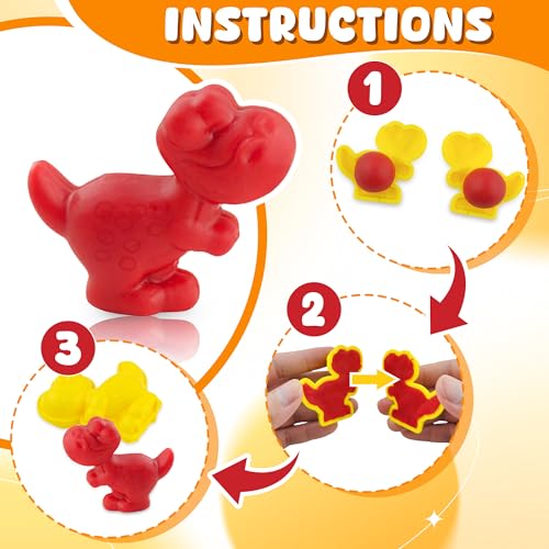 Oun Nana Dinosaur Dough Tools Set for Kids, 27 PCS Dinosaur Molds and Accessories for Creative Fun, Dough Starter Kit for Kids Ages 3-8, Random Color - Image 3