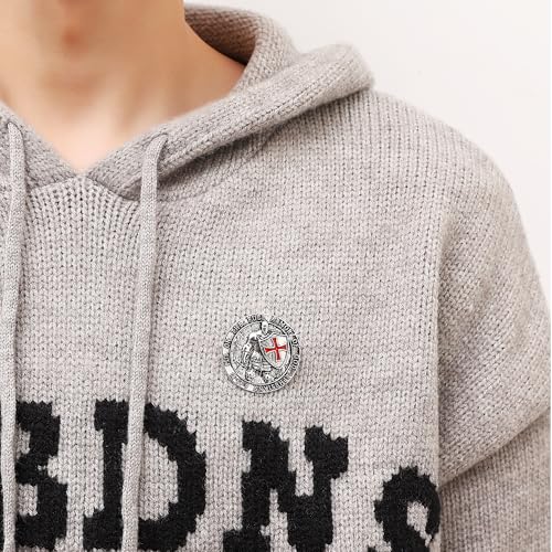Image of Knights Templar Ephesians 6:13-17 Red Cross Design Round Brooch, Alloy, Gold-Plated and Silver-Plated