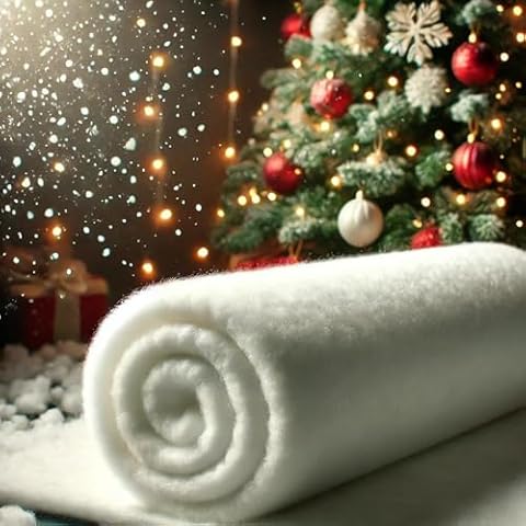 TOMLEON Fake Snow Blanket for Christmas Village, 8x3 Foot Snow Blanket Roll for Christmas Decoration, Artificial Snow Decor, Snow Table Runner, Thick Snow Roll Fake Snow Sheet Cover