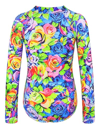 Image of Girls Long Sleeve Swimsuit Zipper Rash Guard Bathing Suit Swimwear with UPF 50+ Sun Protection for Toddler Kids