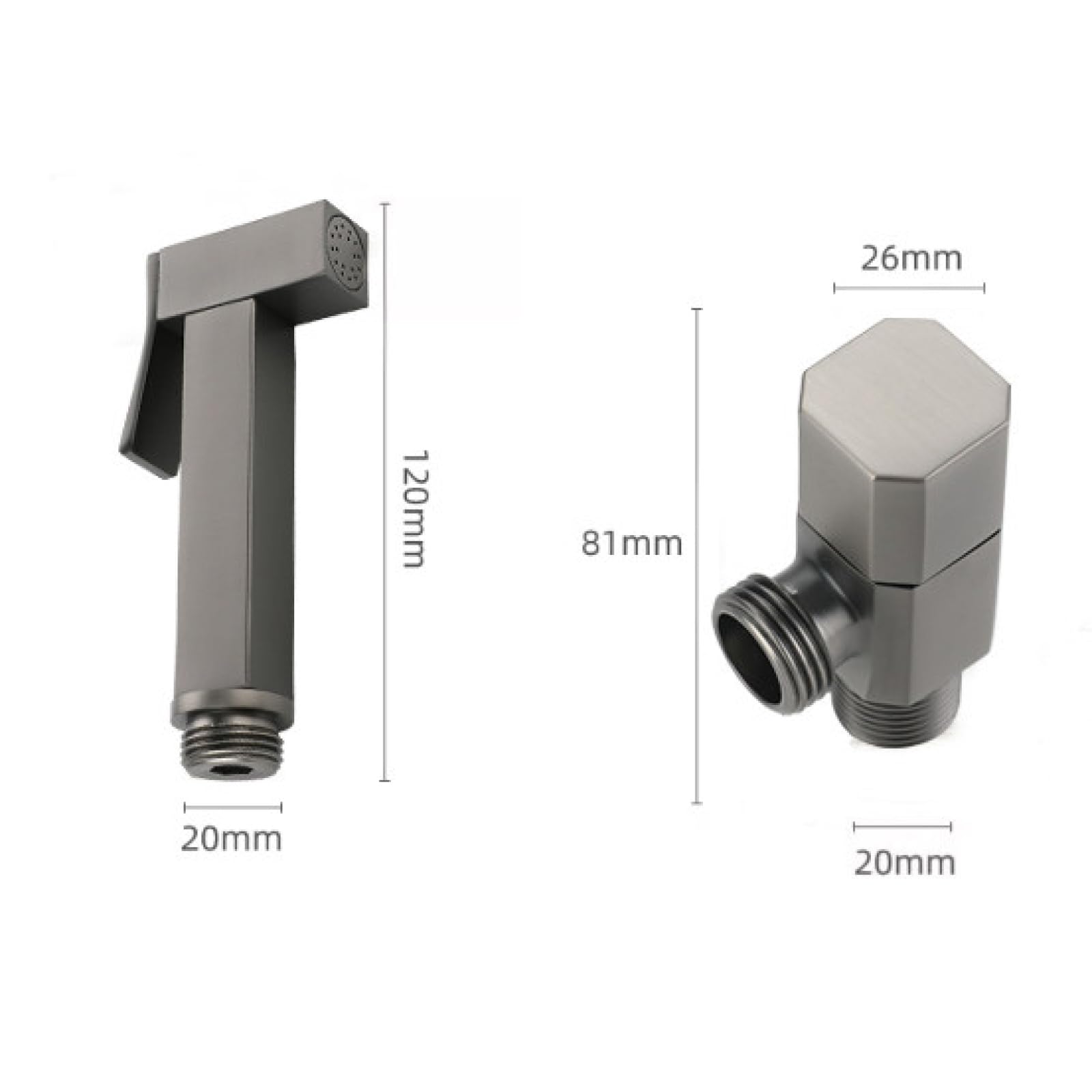 Juego De Rociador para Inodoro Bidet Portatil para WC Latón Viene con Manguera,Válvula Angular Y Soporte De Pared Adecuado para Limpieza Pisos,Cromado