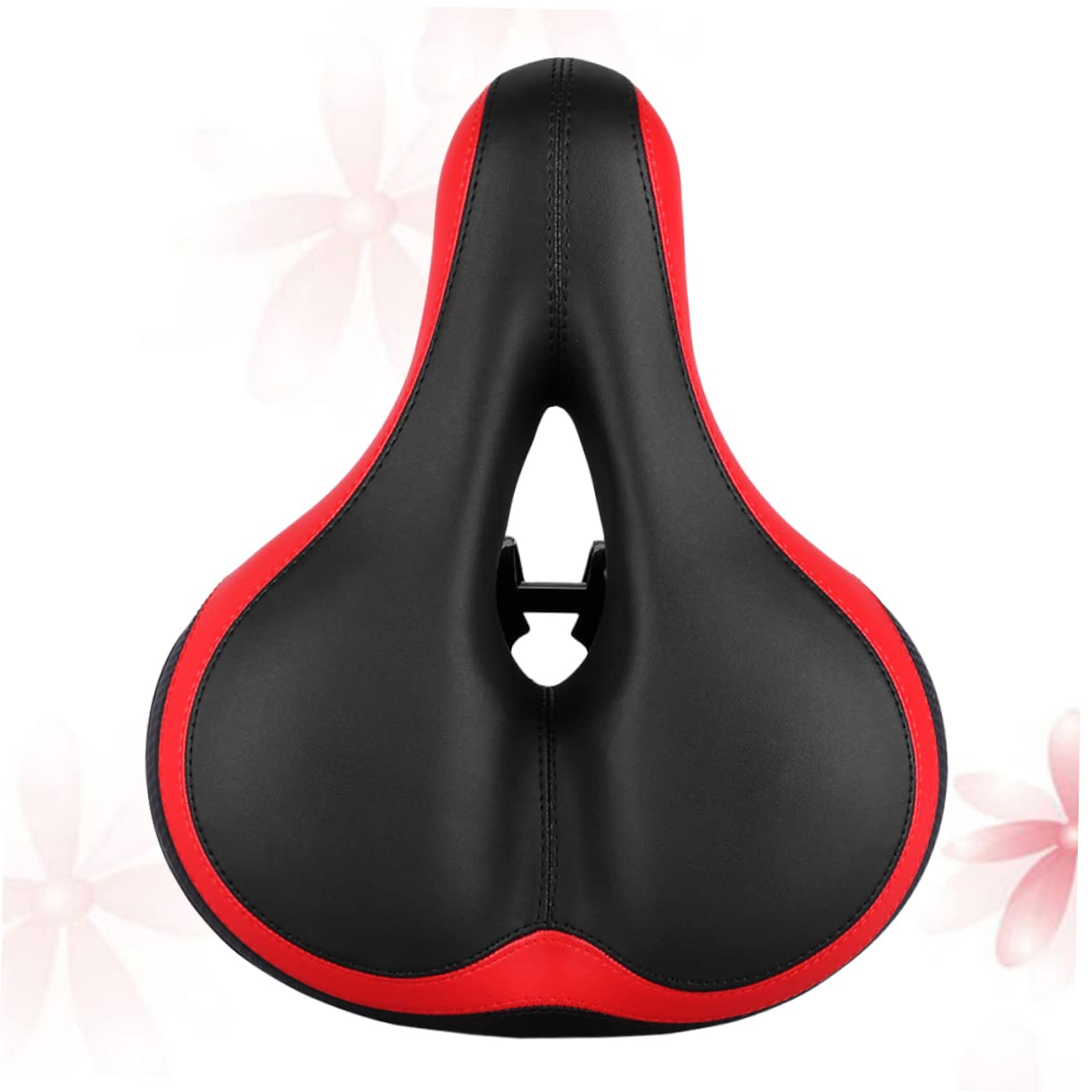 Selle de Vélo Large Noire en Cuir PU avec Ressorts, 2 Pièces
