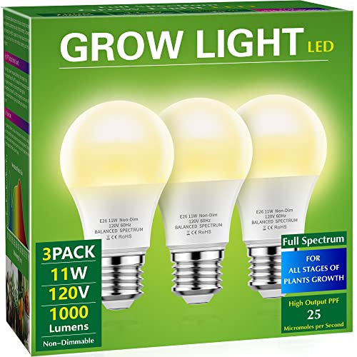 Briignite LED Grow Light Bulbs, Full Spectrum, Plant Light Bulbs E26 Base, 11W, 100W Equivalent, 3Pack by Briignite - Used condition - US$8.97