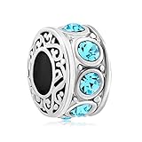 CharmSStory Filigree JAN-DEC Birthday Beads Charms For Bracelets (MAR Simulated Birthstone)