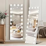 Kosmonia 58x18 Hollywood Full Length Mirror with Light, 19 Dimmable Bulbs & 3 Color Smart Touch Control, Distortion Free, Tempered Glass & Shatter Proof Film, Safe Full Body Mirrors with Stand