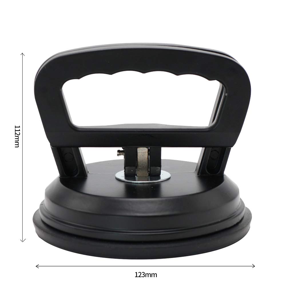 MAKERELE Powerful Aluminum Alloy Glass Suction Cup Small Handle Lifter 4.8",for Glass/Window/Tiles/Mirror/Granite Lifting,Double Handle Locking,Black
