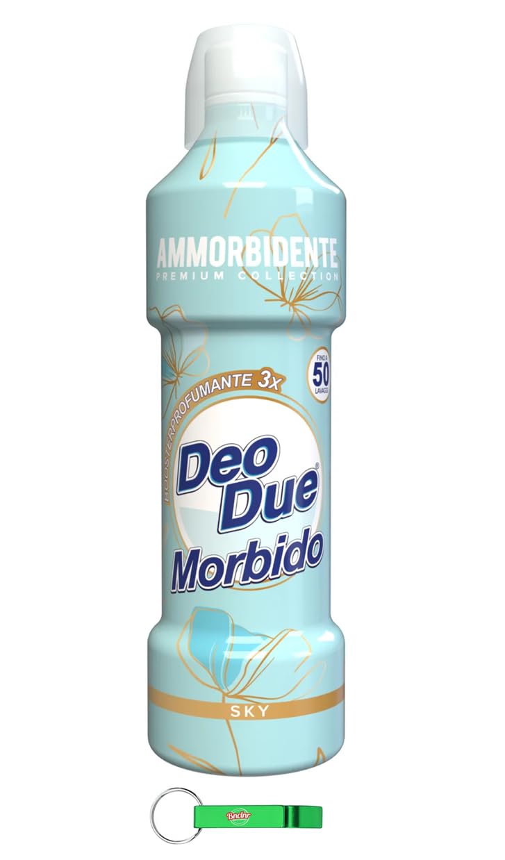 DEO DUE Ammorbidente Premium Collection Sky – Ammorbidente Concentrato Ammorbidente Concentrato, ideale per tutti i vestiti, 50 lavaggi 12 x 1 litro + portachiavi gratuito Beni Culinari