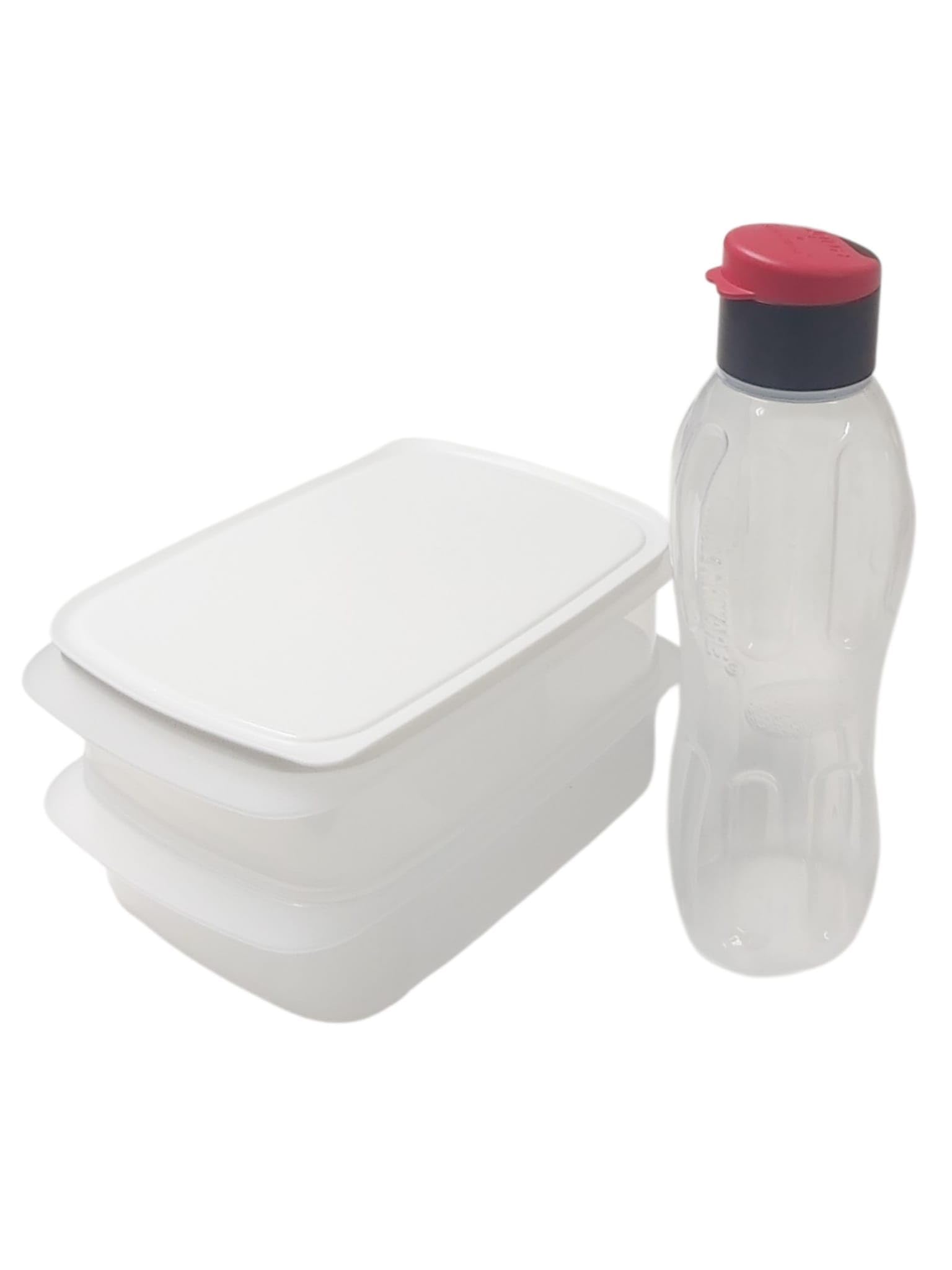 Tupperware Frische Kabinett 2 x 1,5 Liter + Signoraware Trinkflasche 1 Liter, Vorratsdosen Set mit Deckel, BPA-frei, Aufbewahrung für Küche, Kühlschrank, Büro & Freizeit