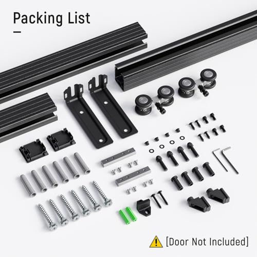 WINOVERCO 8FT/96'' Ceiling Mount Box Rail Barn Door Hardware Kit,Heavy Duty Aluminium Alloy Sliding Barn Door Track for Indoor/Outdoor,Max 330LBS Load for 1"-1.81" Thick Single Door (No Door) by WINOVERCO - Used condition - Image 8