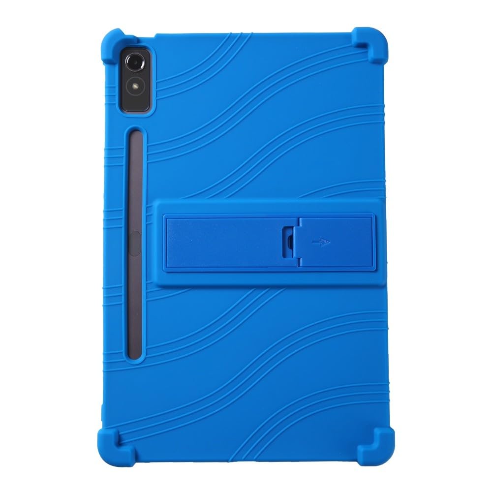 Étui Lenovo Tab P11 anti-casse silicone bleu foncé avec béquille arrière intégrée - 8