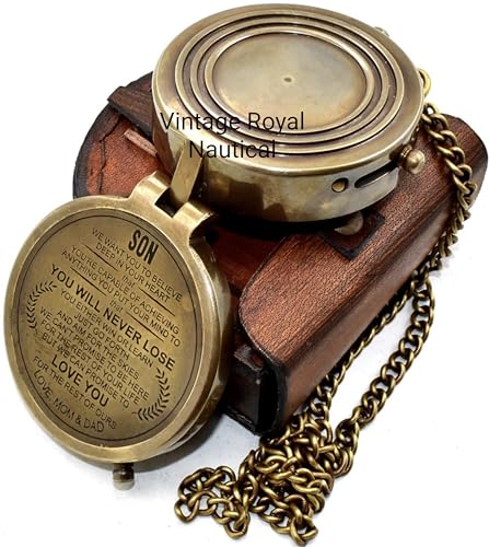Brújula de Latón Grabada AASIYA con Estuche de Cuero miniatura 4