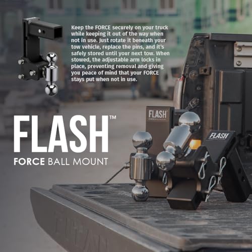 FASTWAY Flash Force Adjustable Steel Ball Mount, Dual Hitch Balls, Quick Height Adjustment, Stowable, for 2" and 2-1/2" Receiver, Heavy Duty (67-00-7570, 7" Drop, 7-1/2 Rise, 2" Receiver) by Fastway - Image 3