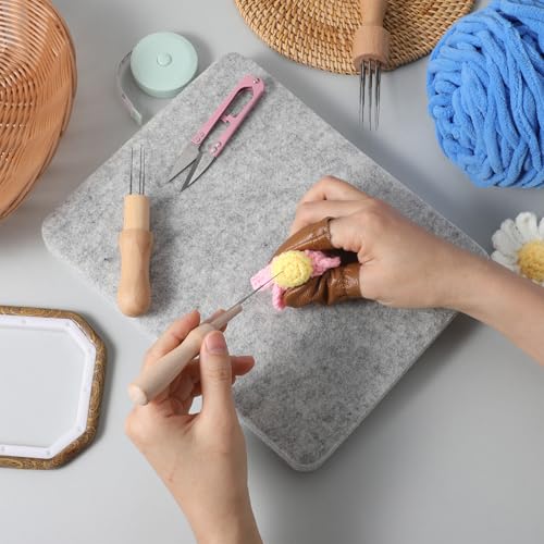 Image of 148 Pcs Needles Felting Tools, Professional Needle Felting Kit, 8 x 10 Inch Felting Pad with Needles Finger Guards Wooden Handle Scissor Bag for Beginner Professional DIY