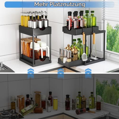 TidyTrove 2 Stück Küchen Organizer Unter Waschbecken Regal 22x 35,7X 39cm – Ansicht 3