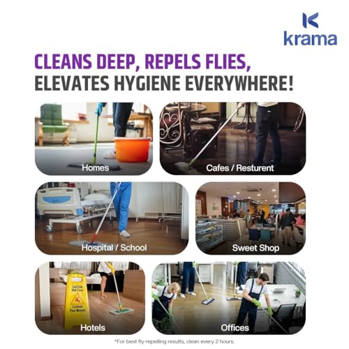 Image of Krama Disinfectant Floor Cleaner | 3 in 1 Anti Flies, Anti Mosquito & Anti Bacteria Formula | 100X Power Lavender Infused | Eco- Friendly, Biodegradable & Paraben Free Germ Protection Pack 500ml