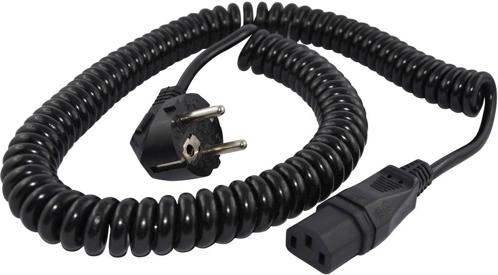 Przewód IEC HAWA R6503, czarny, 2,3 m, kabel spiralny