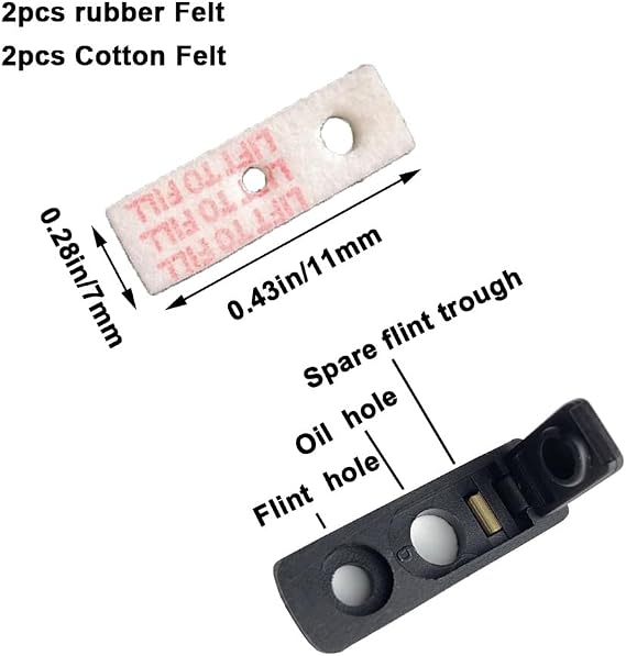 Universal Lighter Replacement Repair Kit (Spring Screw, Flint Stone, Cotton, Wick, Cotton Felt Pad & Rubber Felt Pad ,Tweezers)