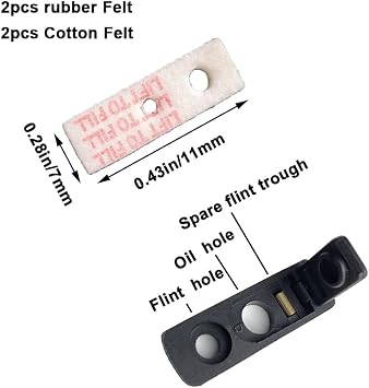 Universal Lighter Replacement Repair Kit (Spring Screw, Flint Stone, Cotton, Wick, Cotton Felt Pad & Rubber Felt Pad ,Tweezers)